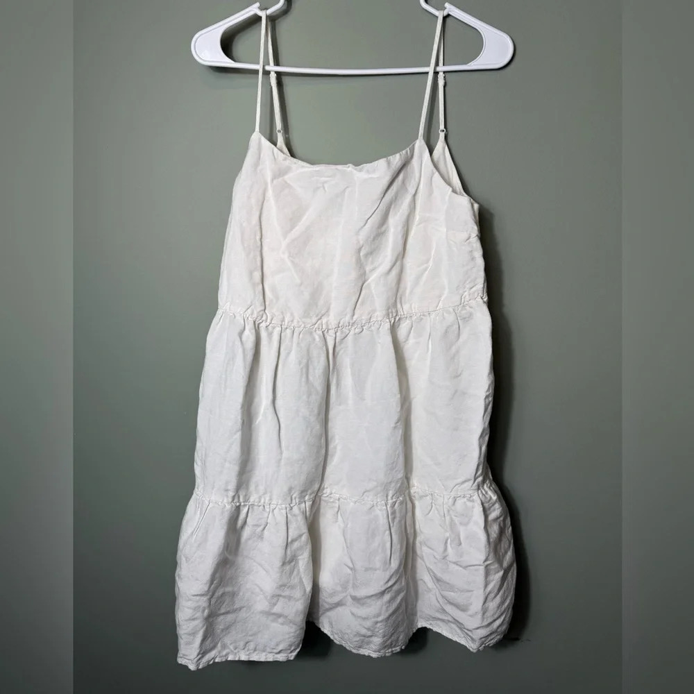 Oak & Fort Women’s Linen Blend Tiered Mini Dress White Size Medium